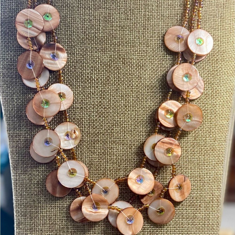 Vintage MOP disc necklace